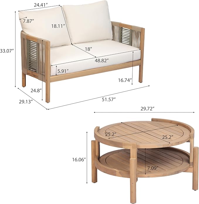 Christopher Knight Home 4-Piece Acacia Wood Patio Furniture Set - Image 4