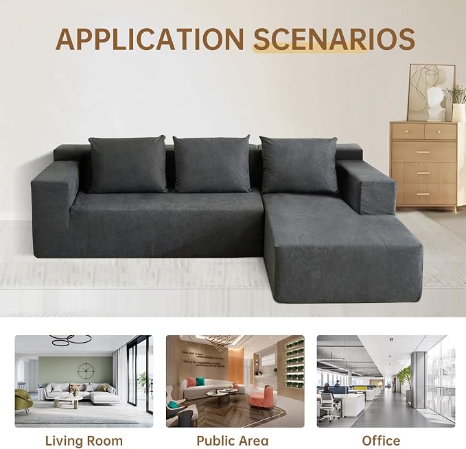 ANONER 103" Modular Sectional Sofa, L-Shaped Boneless Sectional Couch, Modern - Image 8