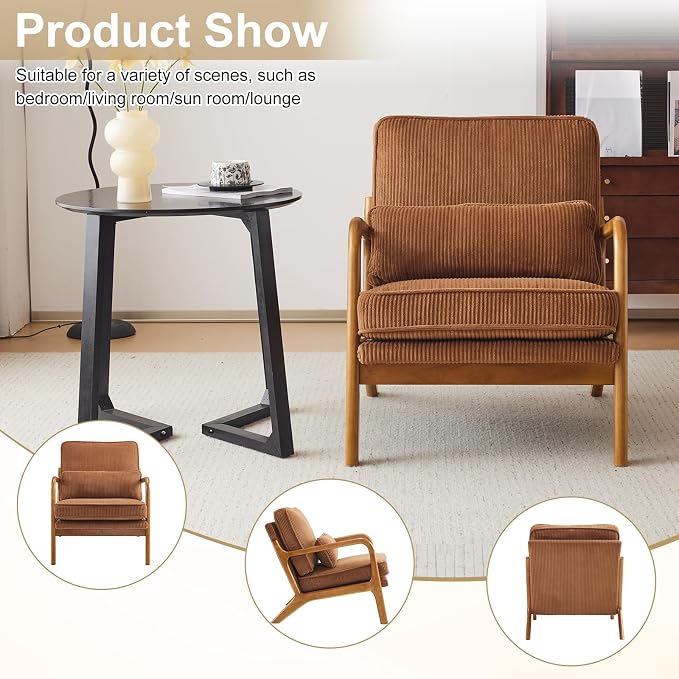 Karl home Mid-Century Modern Accent Chair, Living Room Chairs - Image 5