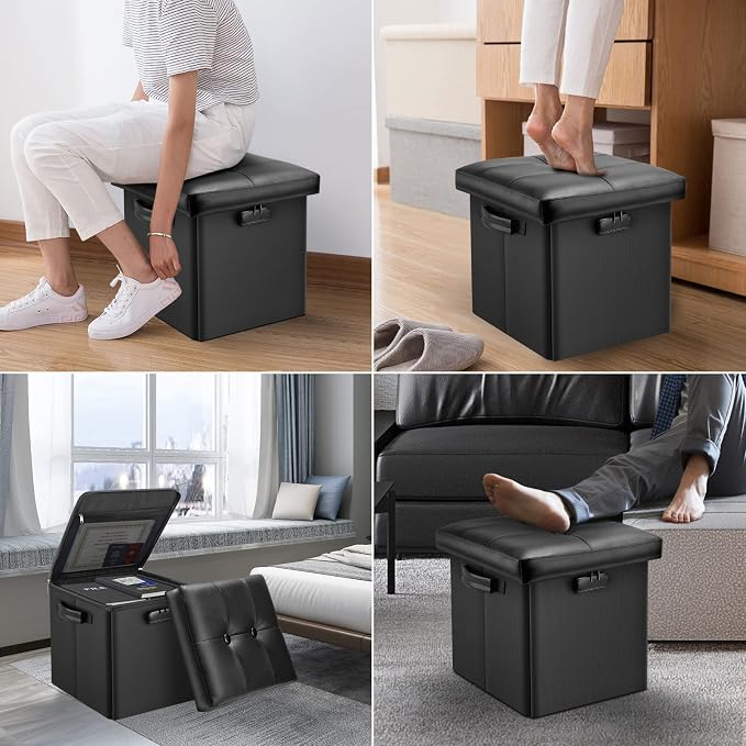 DocSafe Storage Ottoman with Lock, Fireproof Folding Ottoman Foot Rest Stool - Image 4