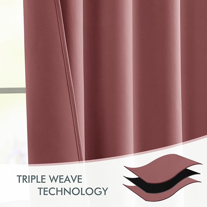 MIULEE Dusty Rose Back Tab Blackout Curtains 84 Inch Length 2 Panels Set - Image 7