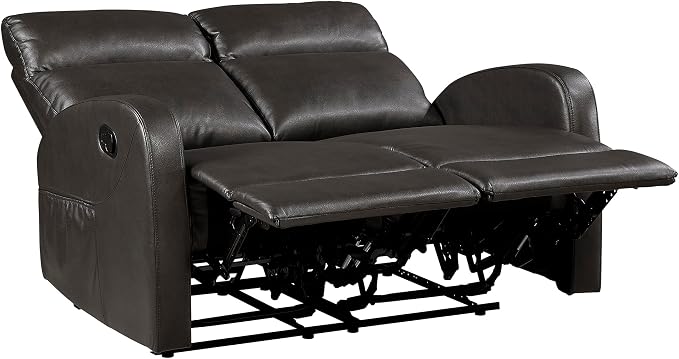 Lexicon Manual Reclining Loveseat, Faux Leather Loveseat Recliner, Wall Hugger - Image 10