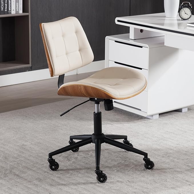 Home Office Desk Chair with Wheels, Adjustable Height Armless Office Chair - Image 4