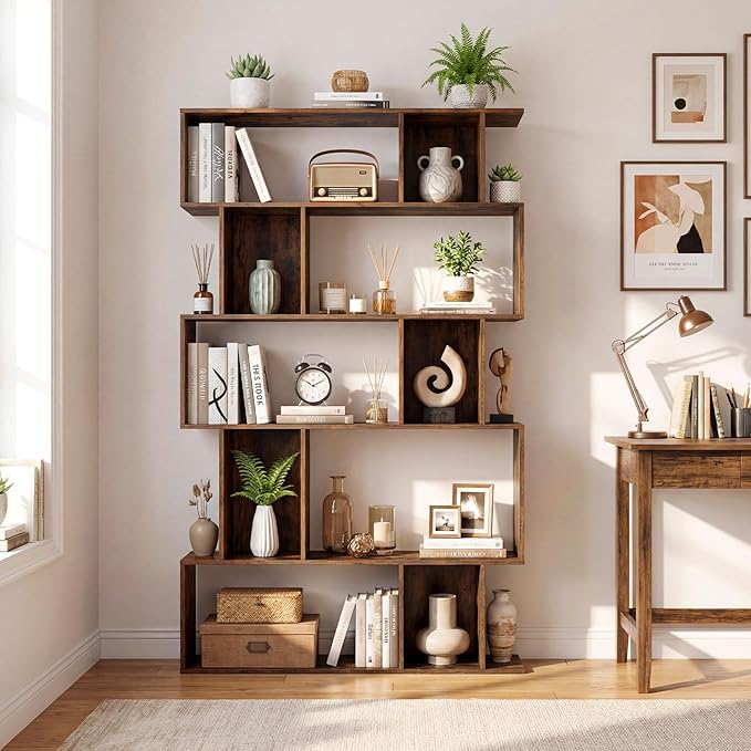 Giantex 5-Tier Bookshelves Set of 2, 10-Cube Geometric Bookcase - Image 8