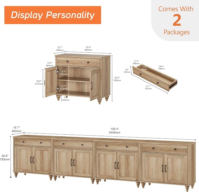 WAMPAT Farmhouse TV Stand for 85 inch TV - Image 3