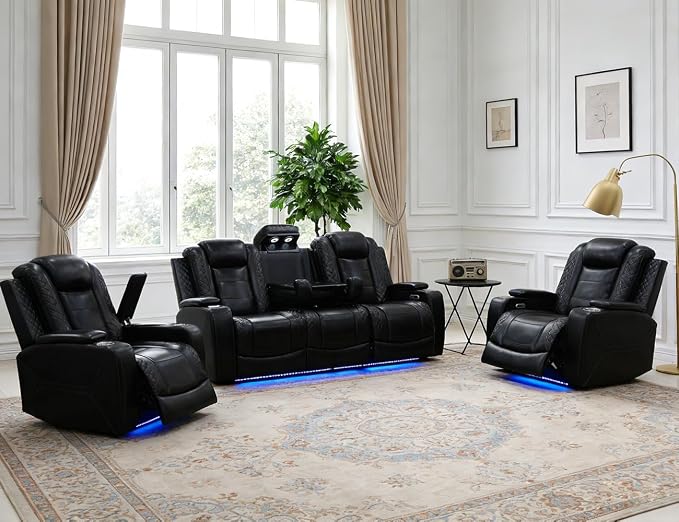 Power Recliner Sofa Set, Living Room Furniture Sets, Luxury 3 Piece Living Room by LYfurniture