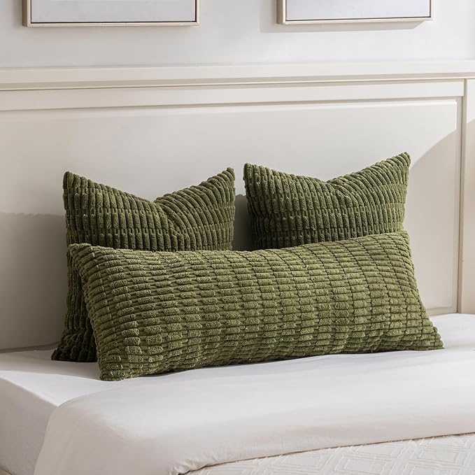 Fancy Homi 4 Packs Boho Moss Green Decorative Throw Pillow Covers 24x24 Inch - Image 5