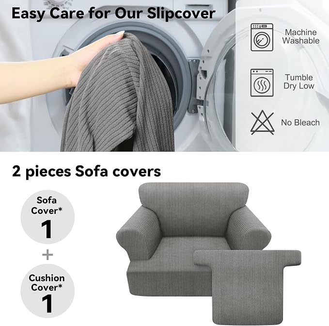 Waterproof Chair Cover with Arms 2-Piece Set Striped Slipcover - Image 5