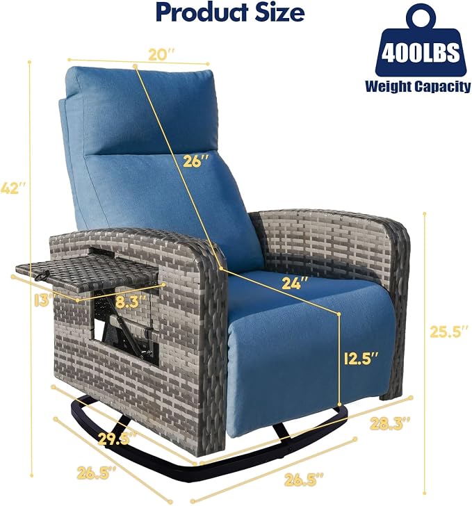 ZZW Outdoor Recliner Chair, Wicker Patio Recliners - Image 2