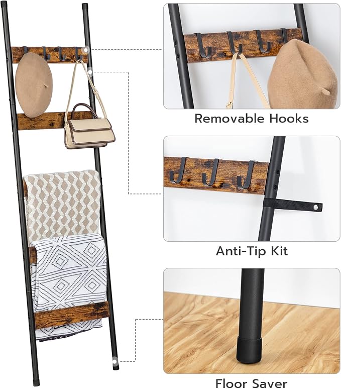 HOOBRO Blanket Ladder, 5-Tier Towel Rack - Image 6