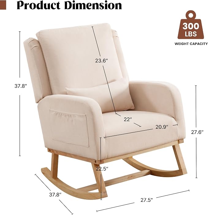 HCHAIRH Rocking Chair Nursery, Nursing Rocking Chairs - Image 2