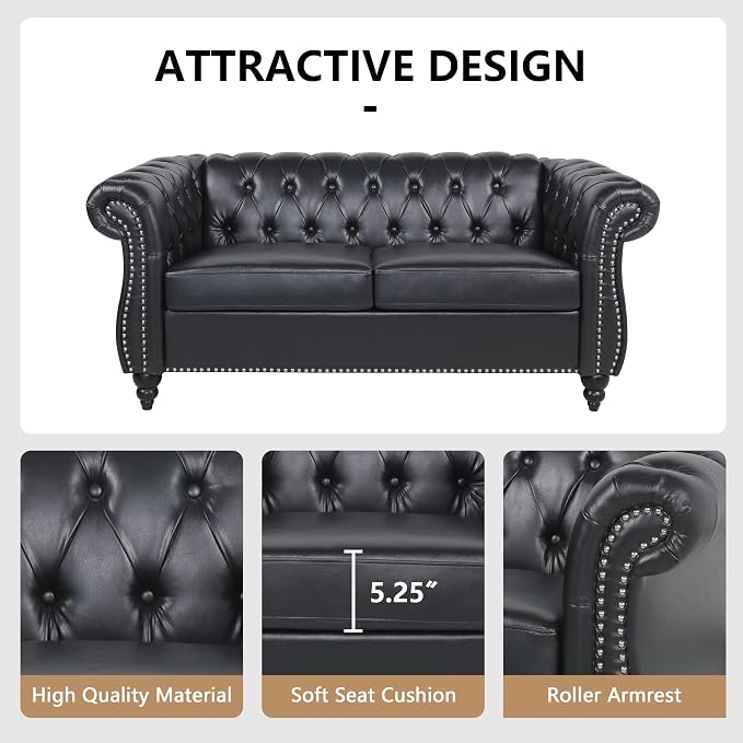QHITTY 2 Piece Living Room Set, Sectional Chesterfield Sofa Chair Contemporary - Image 5