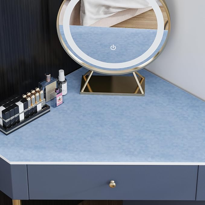 Self Adhesive Velvet Drawer Liner Roll Light Blue Curshed Velvet Wallpaper Peel - Image 2