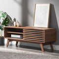 mopio Ensley 46" TV Stand with Slatted Door, Mid Century Modern Entertainment by MopioInc