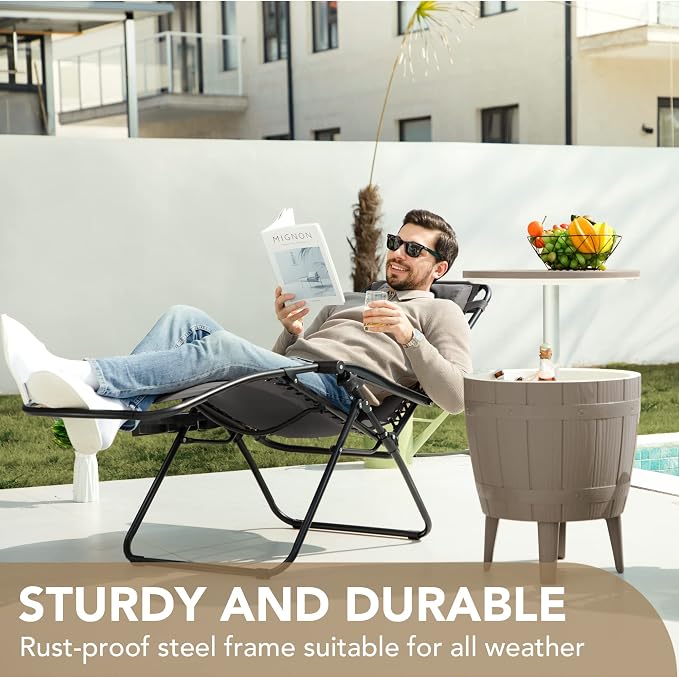 Devoko Patio Zero Gravity Chair Outdoor Free Folding Adjustable Chaise Lounge - Image 5