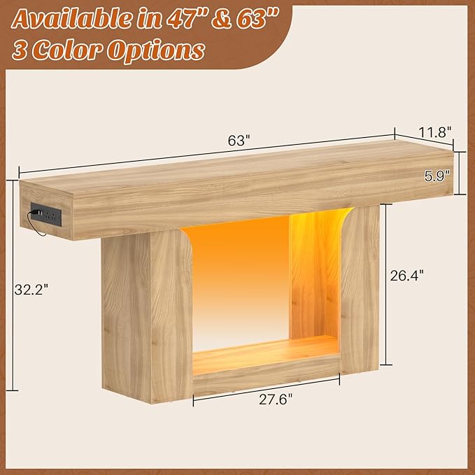 Homieasy Console Table, Farmhouse Wooden Sofa Table Behind Couch, Narrow - Image 2