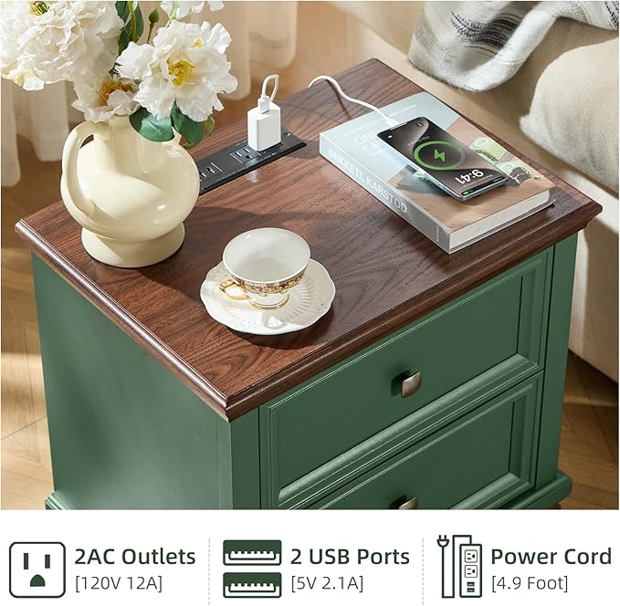 SAVOR LIFE Farmhouse Nightstand Set of 2 - Image 6
