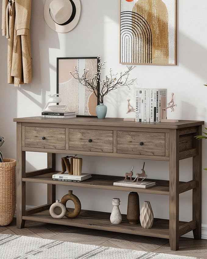 Karl home Console Table with 3 Drawers, Living Room by Karlhome