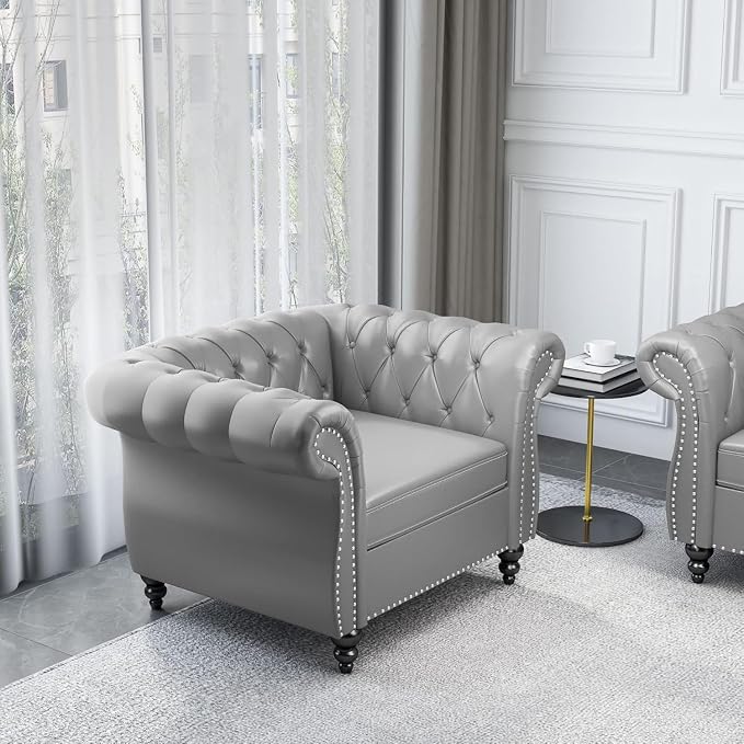 AVZEAR Leather Upholstered Armchair, Single Sofa Chair - Image 6