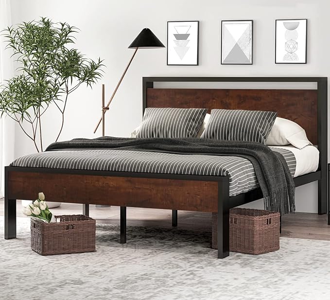 SHA CERLIN 14 Inch Queen Size Metal Platform Bed Frame by SHACERLIN