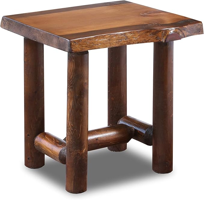 Rustic Log Live Edge End Table – Small Indoor End Table or Night Stand Table by RusticSouthernLogwerks