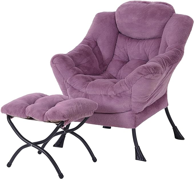 MBOOYOME Lazy Chair with Ottoman, Modern Accent Lounge Armchair with Side by MBOOYOME