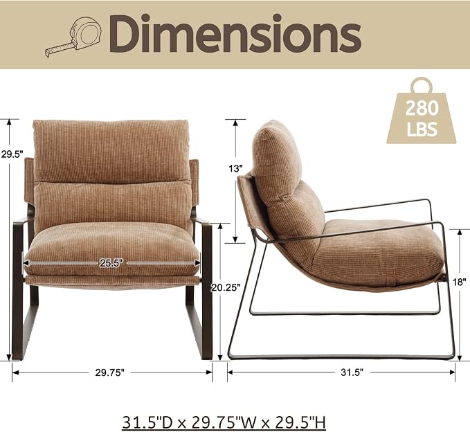LukeAlon Modern Chenille Accent Armchair, Upholstered Lounge Chair - Image 2