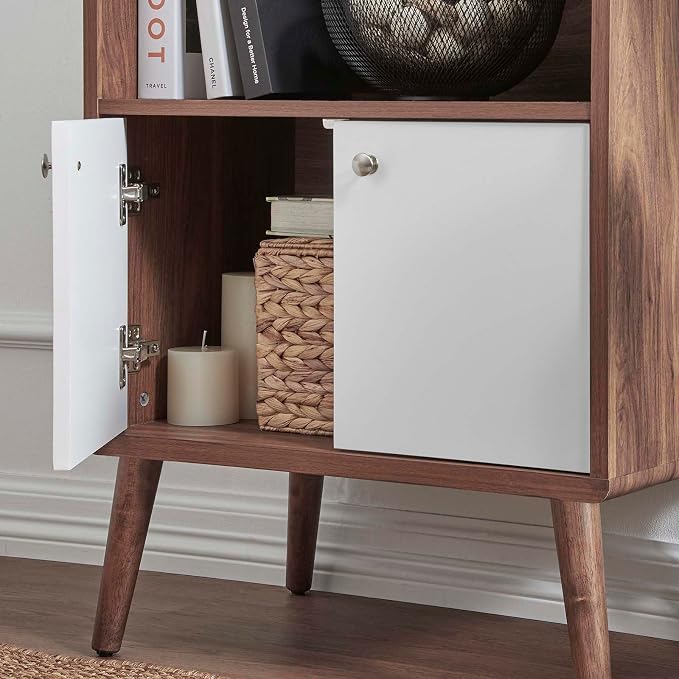 Modway EEI-6230-WAL-WHI Transmit Display Cabinet Bookshelf, Walnut White - Image 8