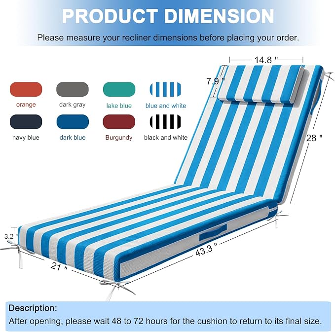 Outdoor Lounge Chair mat, 72 inches x 21 inches, Waterproof Chaise Lounge - Image 2