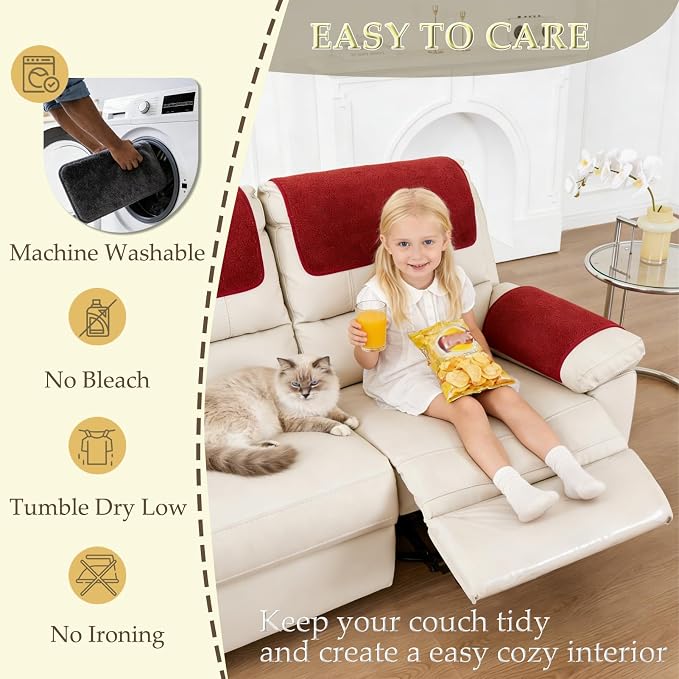 Armrest Covers - Arm Chair Covers Set of 3 Recliner Chair Covers, - Image 7