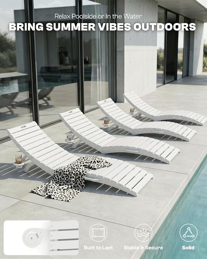 Folding HDPE Outdoor Chaise Lounge - Image 6