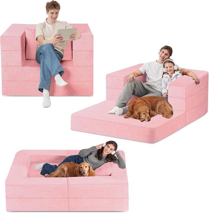 Futon Sofa Bed with Pillow, 3-in-1 Sleeper Sofa Bed with Removable Cover - Image 8