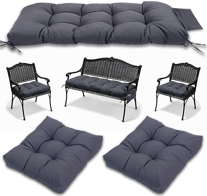 3 Pcs Wicker Chair Cushions Patio Loveseat Chaise Cushion Set by YDDSKY