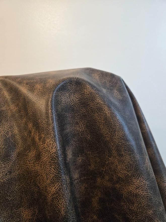 Brown Vintage Distressed Antiqued Faux Leather Fabric PU Peta Approved Vegan - Image 9