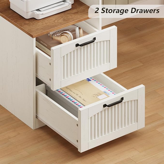 YOMILUVE 63" Farmhouse L Shaped Executive Desk - Image 5