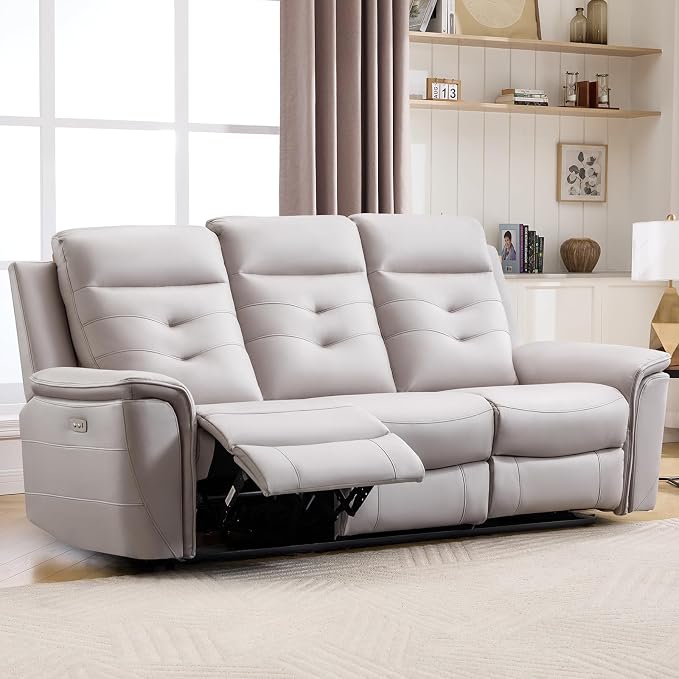 ANJ Power Oversized Reclining Sofa Couch, Breathable Faux Leather 3-Seater by ANJ