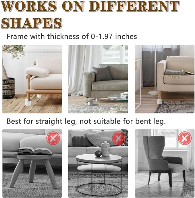Heavy Duty Bed Risers, Furniture Height Extenders Lifts 2.36"-3.15" Storage - Image 4