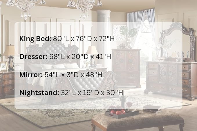 First of a Kind Santa Monica Traditional 4 Piece King Bedroom Set - Image 6