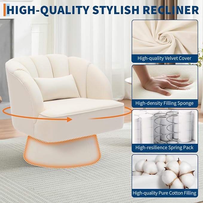 Garvee Ultra-Plush Swivel Accent Chair, 360° Barrel Lounge Chair - Image 6