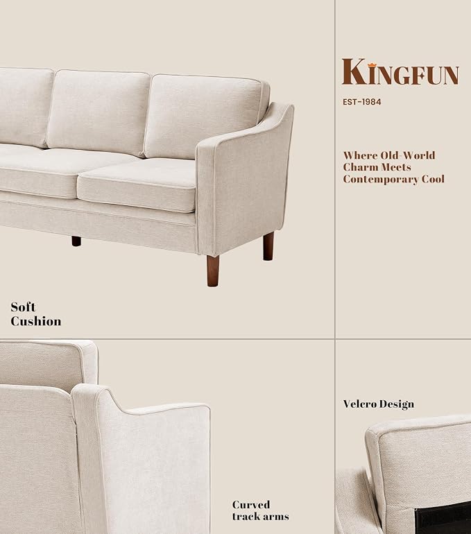 Kingfun Living Room Furniture Sets, 2 Armchair and Loveseat, Mid Century Modern - Image 7