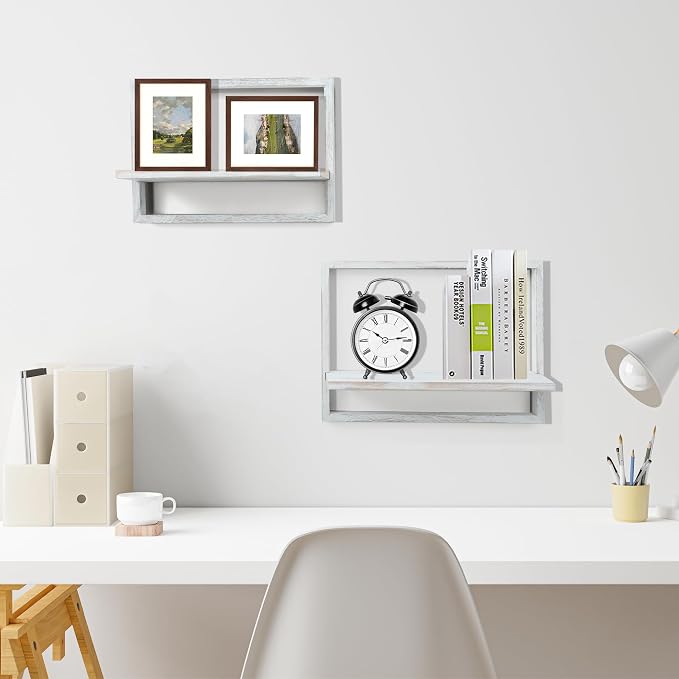 PHOENANCEE Square Floating Shelves, Framed Wall Shelf Decorative Set of 4 - Image 4
