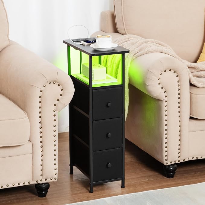 LOAKEKEL Narrow End Tables Living Room Set of 2 - Image 2