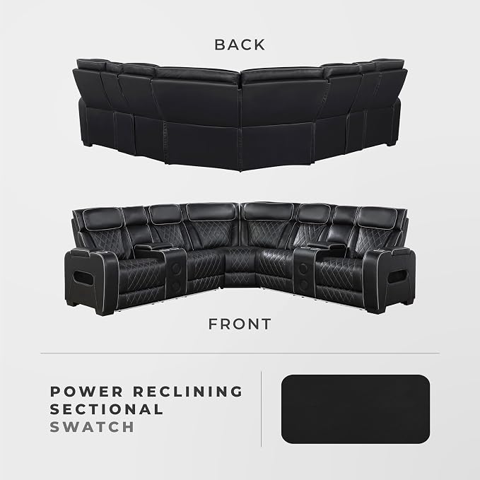 Lexicon 118" Power Reclining Sectional Sofa, Wall Hugger, 2 Recliner Seats - Image 8