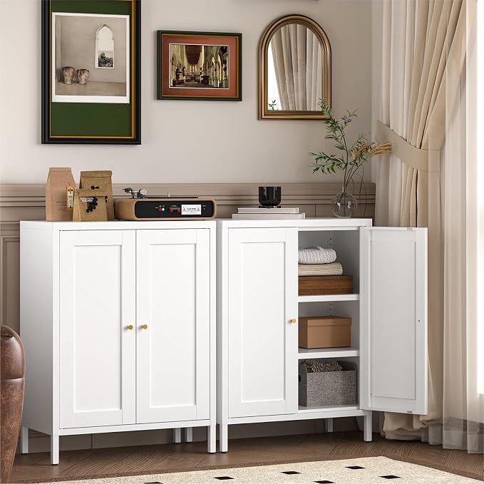 YAUWOH Metal Bathroom Storage Cabinet, Bathroom Floor Storage Cabinet - Image 7