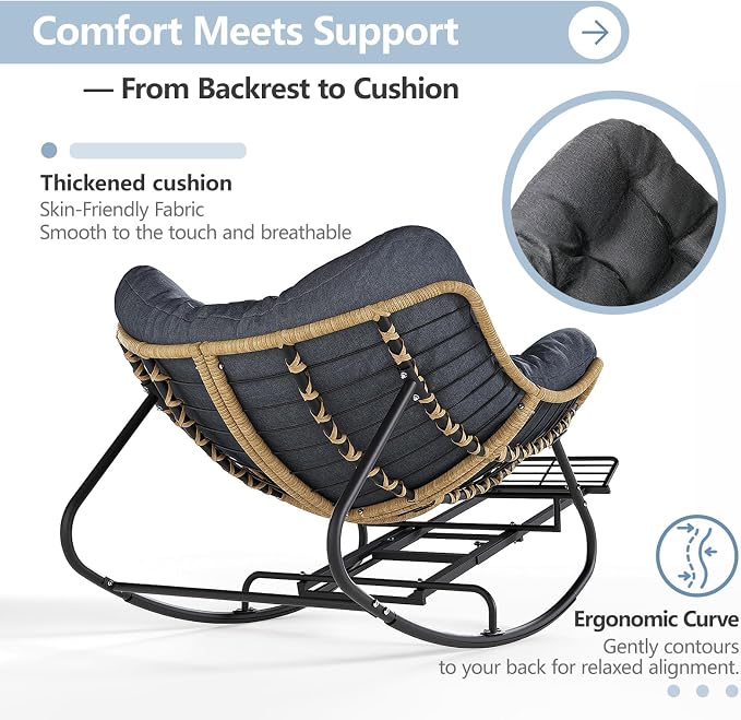 SWITTE Outdoor Papasan Rocking Chair - Image 5