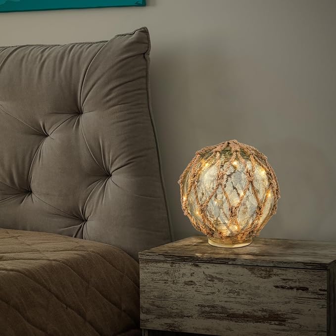 SAILINGSTORY Glass Fishing Float Nautical Lamp Coastal Beach Decor Cracked - Image 5