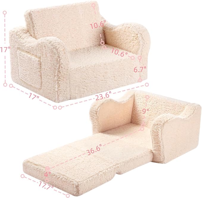 MOMCAYWEX Kids Sofa, 2-in-1 Flip-Out Foam Couch - Image 3