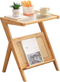 Tiita Rattan Side Table, Mid Century Nightstand, Bamboo Accent Bedside Tables by TiitaHome