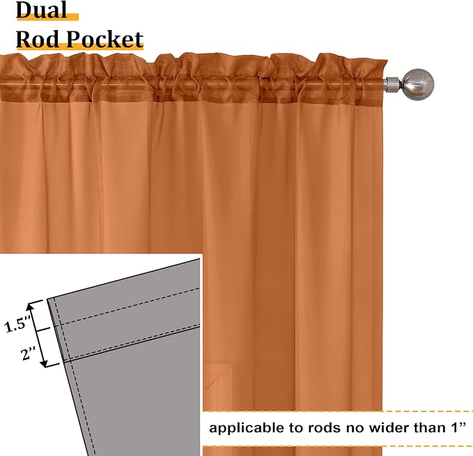 Aiyufeng Orange Sheer Curtains 36 inches Long, Short Kitchen Window Treatment - Image 5