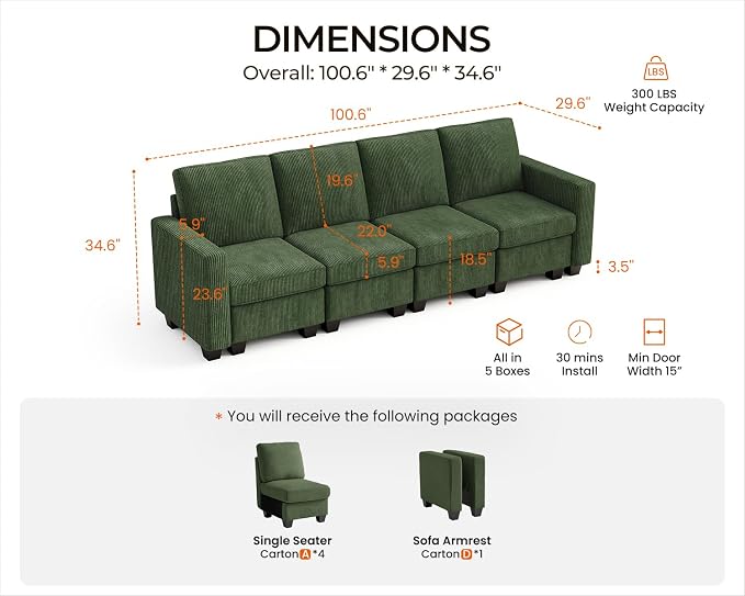 CHIC HOUSE Modular Sectional Sofa - Image 2